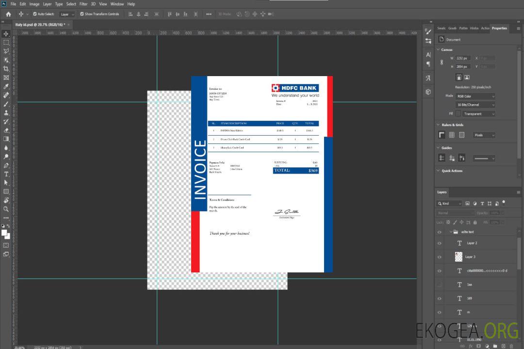 Modèle de facture USA HDFC template